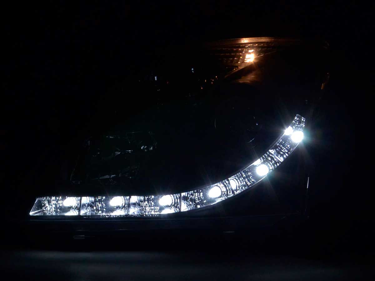 Scheinwerfer Set Daylight LED Tagfahrlicht Opel Vectra C 2002-2005 schwarz Scheinwerfer Set Daylight LED Tagfahrlicht Opel Vectra C 2002-2005 schwarz